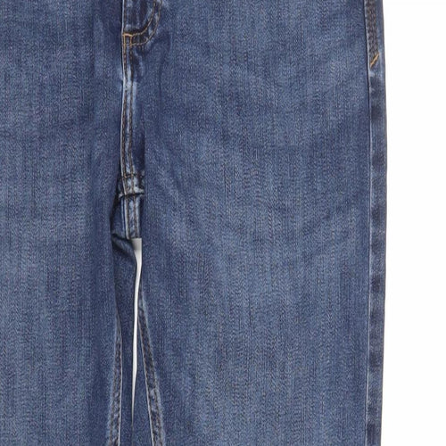 Marks and Spencer Mens Blue Cotton Tapered Jeans Size 32 in L29 in Regular Zip