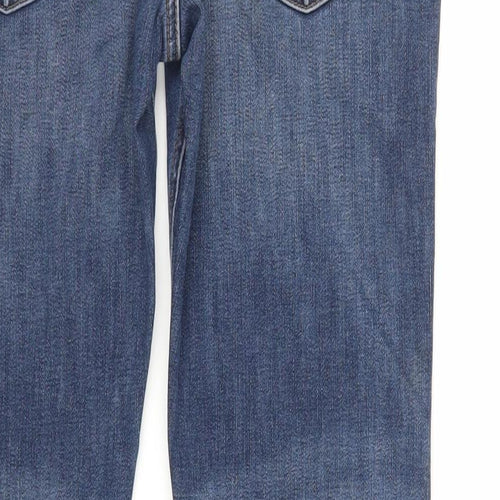 Marks and Spencer Mens Blue Cotton Tapered Jeans Size 32 in L29 in Regular Zip