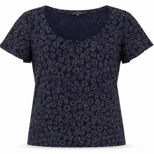 Dorothy Perkins Womens Blue Animal Print Polyester Basic T-Shirt Size 10 Scoop Neck