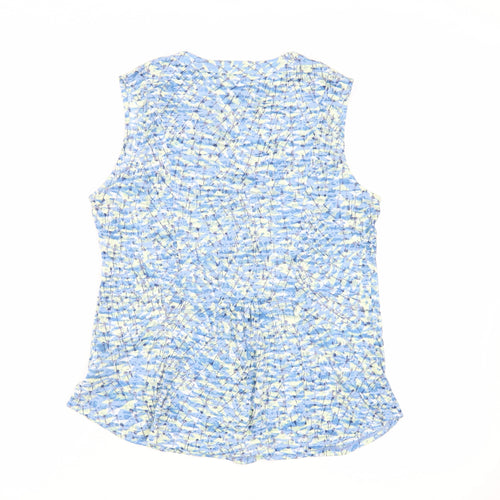 Per Una Womens Blue Geometric Cotton Basic Button-Up Size 12 V-Neck
