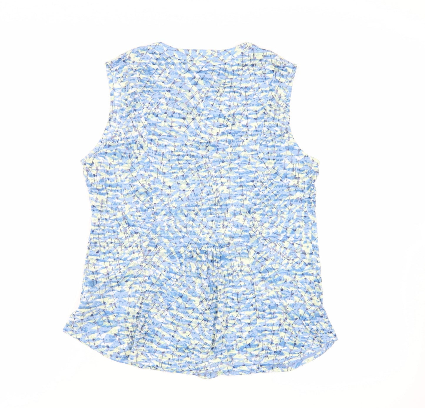 Per Una Womens Blue Geometric Cotton Basic Button-Up Size 12 V-Neck