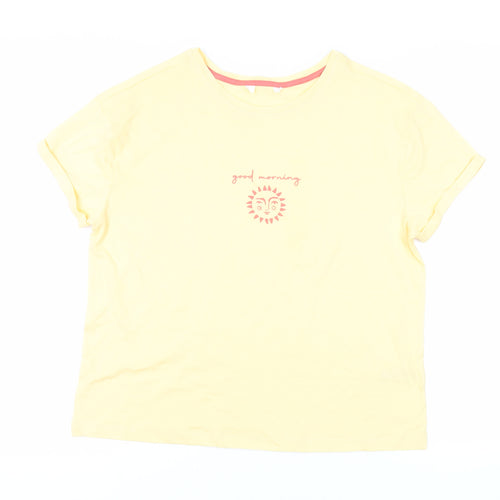 Marks and Spencer Womens Yellow Solid Cotton Top Pyjama Top Size M - Good Morning