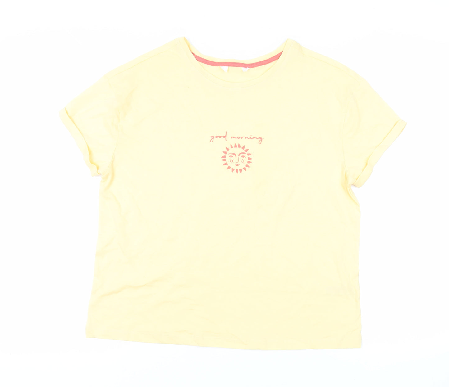 Marks and Spencer Womens Yellow Solid Cotton Top Pyjama Top Size M - Good Morning