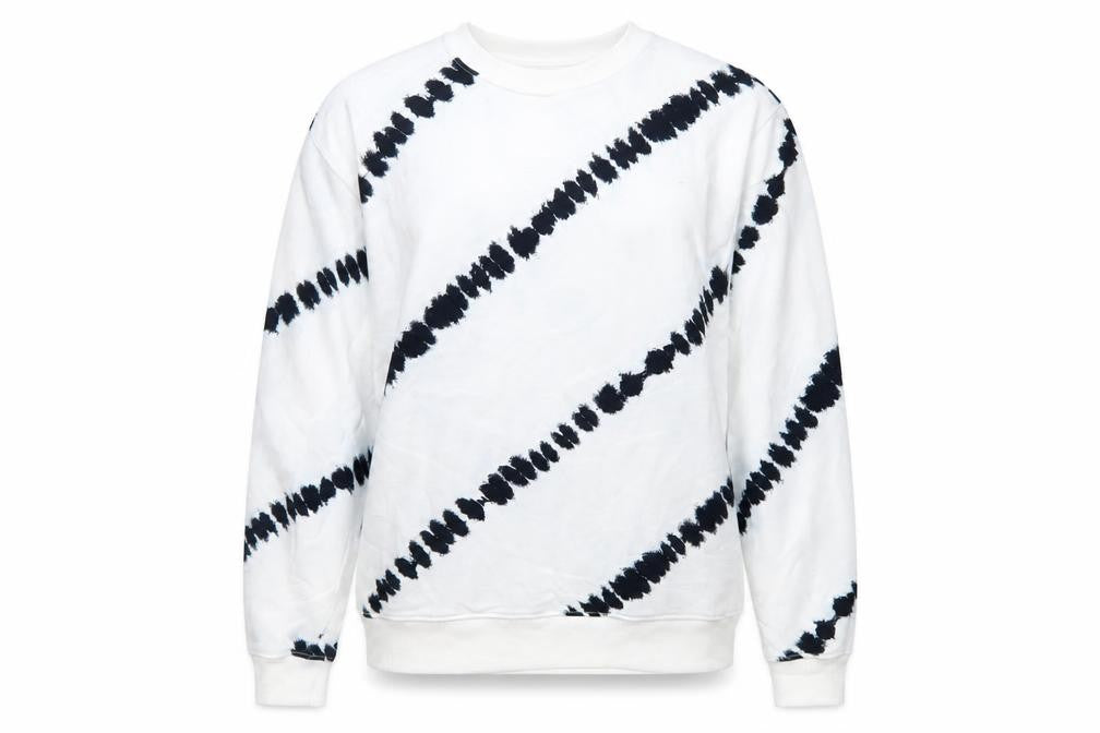 Front view of Marks & Spencer women’s white geometric cotton pullover sweatshirt, size M, pullover