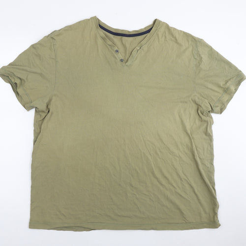 Marks and Spencer Mens Green Polyester T-Shirt Size 2XL V-Neck