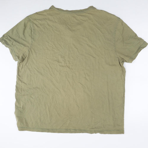 Marks and Spencer Mens Green Polyester T-Shirt Size 2XL V-Neck