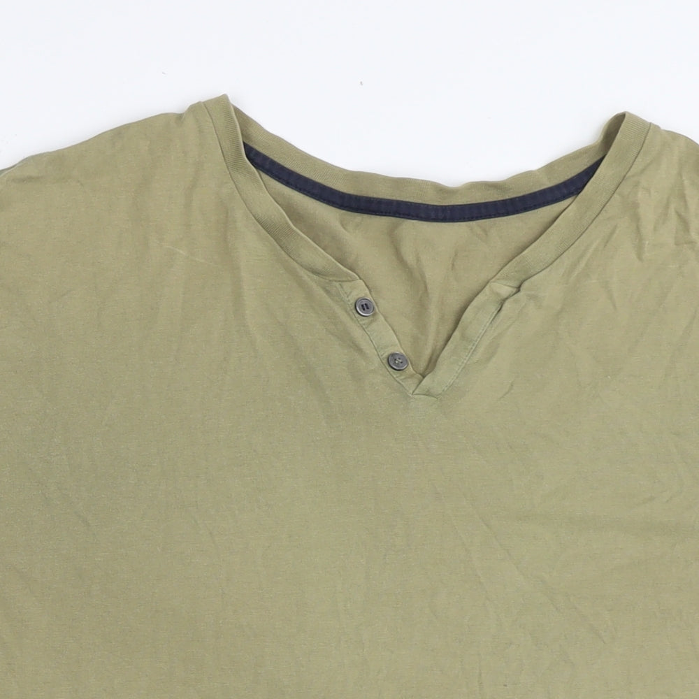 Marks and Spencer Mens Green Polyester T-Shirt Size 2XL V-Neck