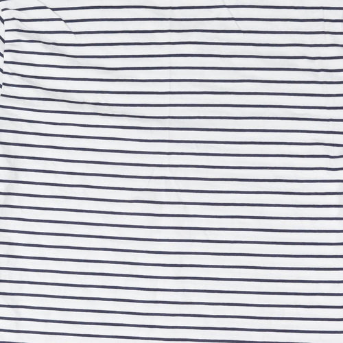 H&M Womens White Striped Cotton Basic T-Shirt Size M Collared