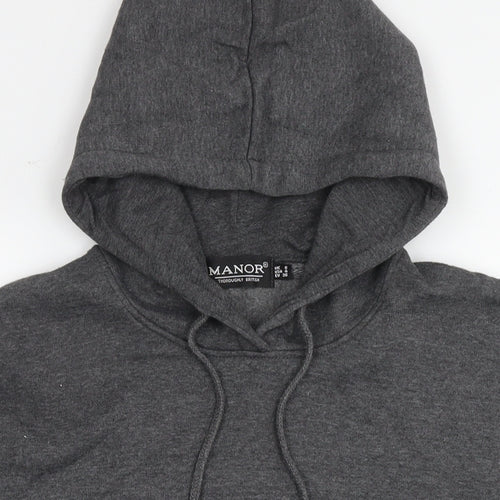 PRETTYLITTLETHING Womens Grey Cotton Pullover Hoodie Size 8 Pullover - Logo