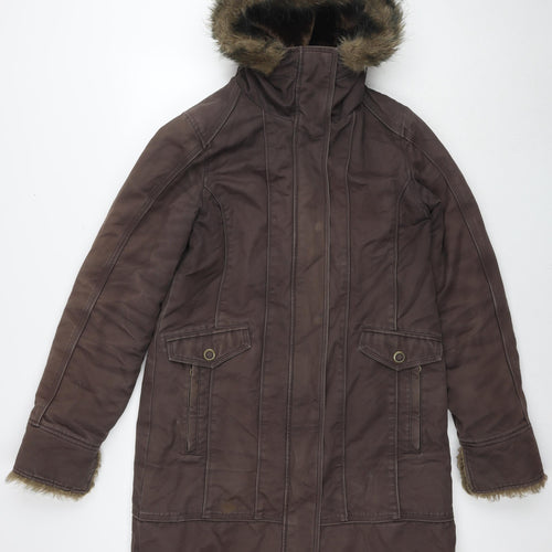 Moto Womens Brown Parka Coat Size 14 Zip