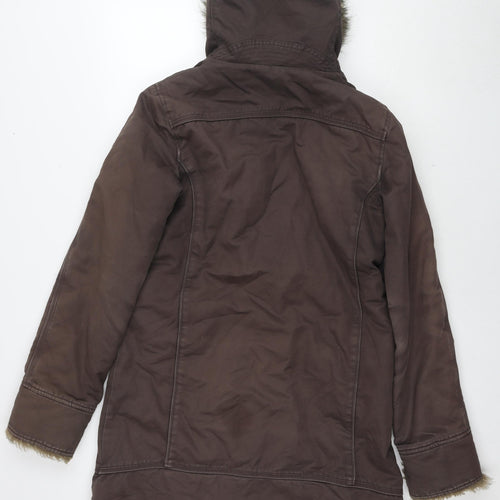 Moto Womens Brown Parka Coat Size 14 Zip