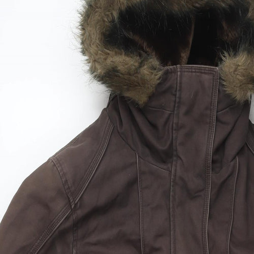 Moto Womens Brown Parka Coat Size 14 Zip