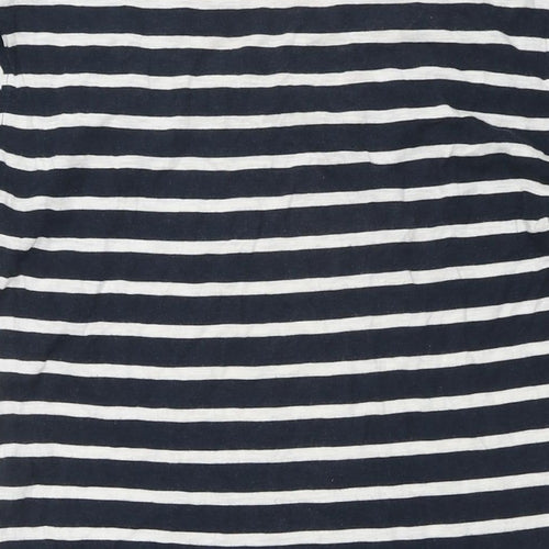 Uniqlo Womens Blue Striped Viscose T-Shirt Dress Size M V-Neck Pullover