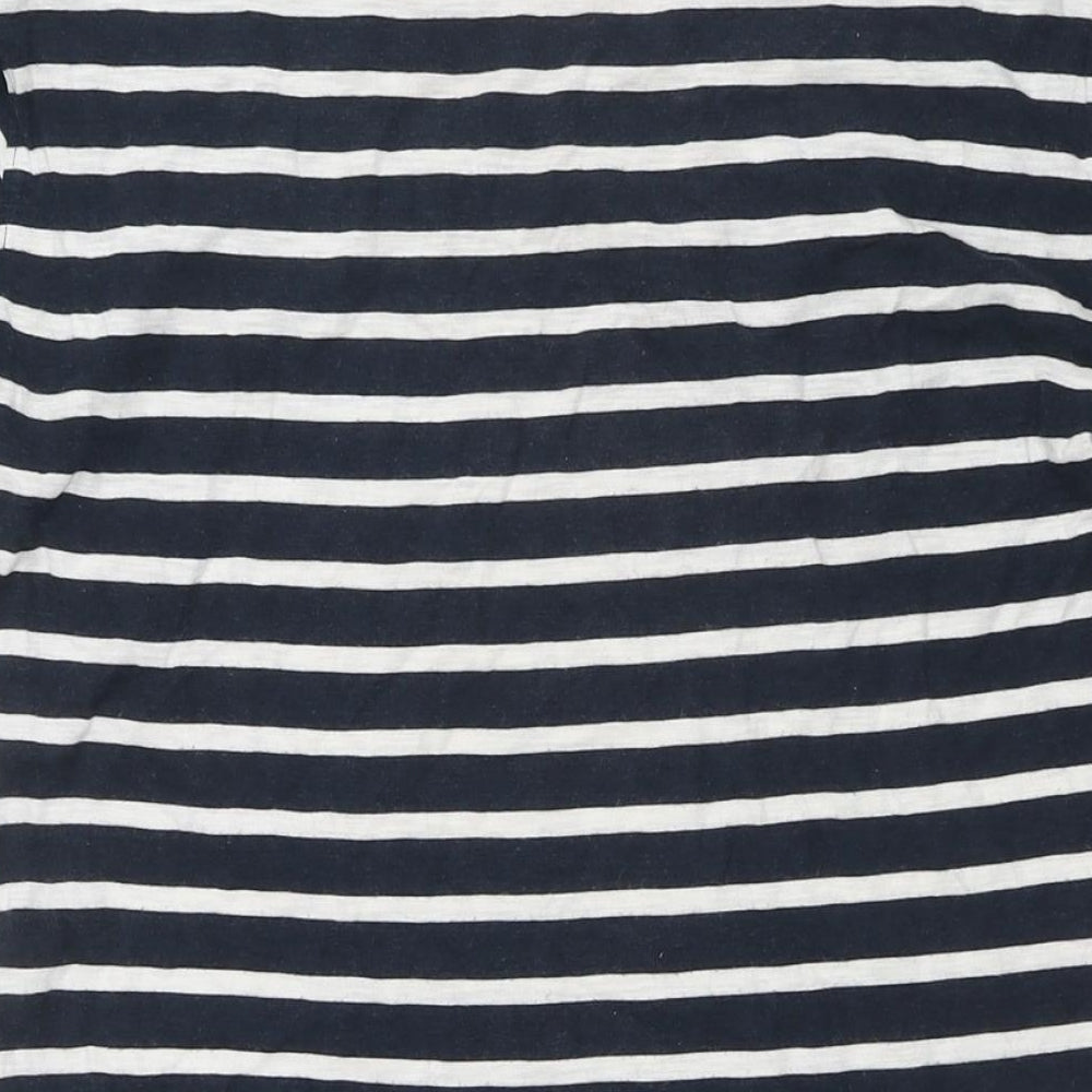 Uniqlo Womens Blue Striped Viscose T-Shirt Dress Size M V-Neck Pullover