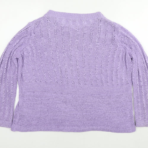 Marks and Spencer Womens Purple Round Neck Acrylic Cardigan Jumper Size 14