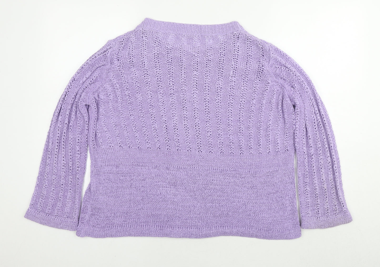 Marks and Spencer Womens Purple Round Neck Acrylic Cardigan Jumper Size 14