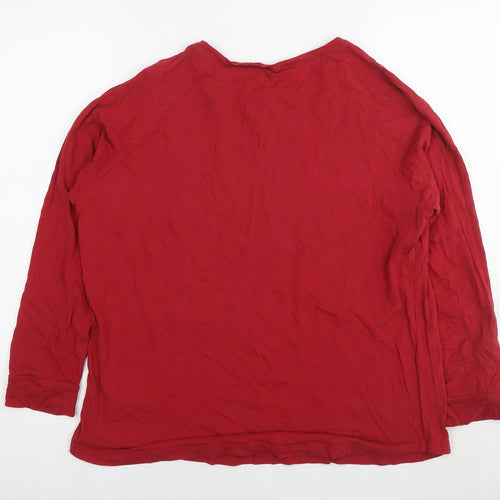 John Lewis Womens Red Cotton Basic T-Shirt Size 16 Round Neck - Let it snow