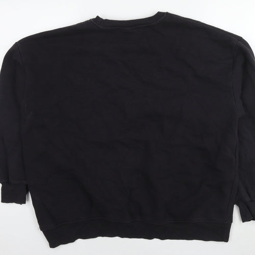 Pull&Bear Womens Black Polyester Pullover Sweatshirt Size M Pullover - Face detail