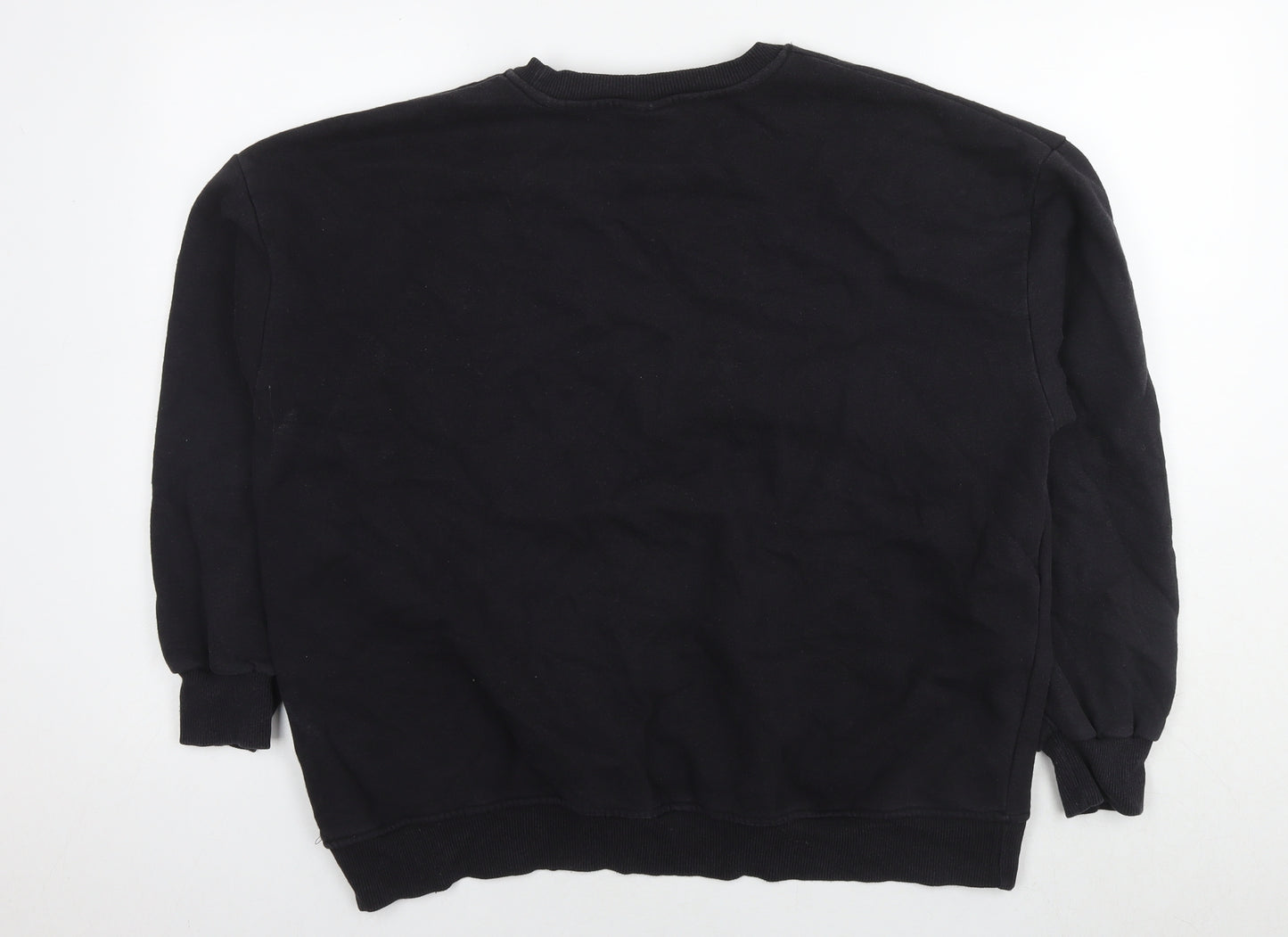 Pull&Bear Womens Black Polyester Pullover Sweatshirt Size M Pullover - Face detail