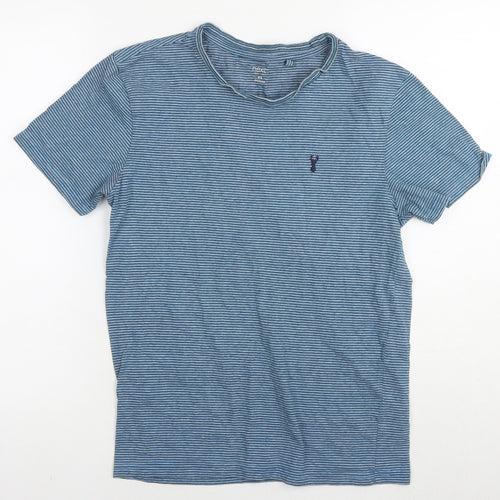 NEXT Womens Blue Striped Cotton Basic T-Shirt Size XS Round Neck