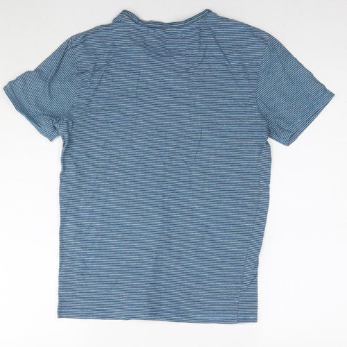NEXT Womens Blue Striped Cotton Basic T-Shirt Size XS Round Neck