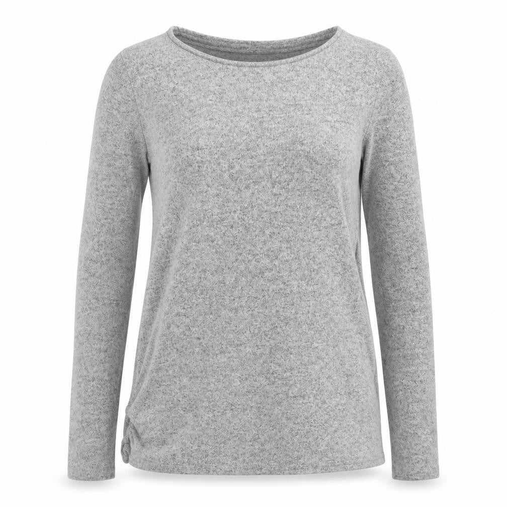 Front view of Next women’s grey round neck viscose jumper, size UK 12