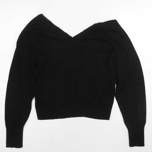 Zara Womens Black V-Neck Polyester Pullover Jumper Size S