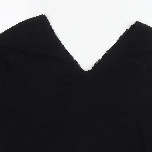 Zara Womens Black V-Neck Polyester Pullover Jumper Size S