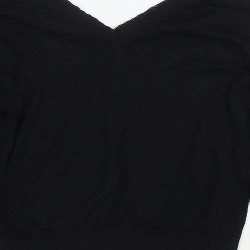 Zara Womens Black V-Neck Polyester Pullover Jumper Size S