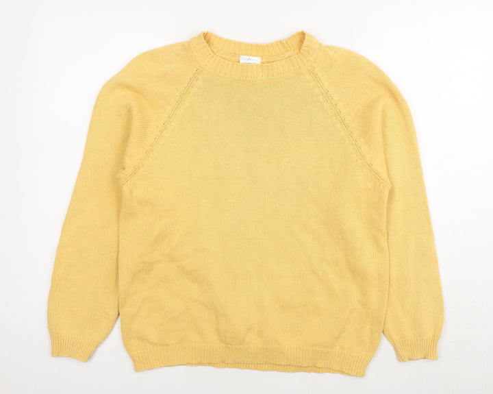 Amari Womens Yellow Round Neck Cotton Pullover Jumper Size 10 - Size 10-12