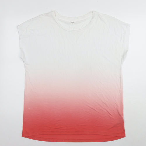 Marks and Spencer Womens Multicoloured Viscose Basic T-Shirt Size 14 Round Neck