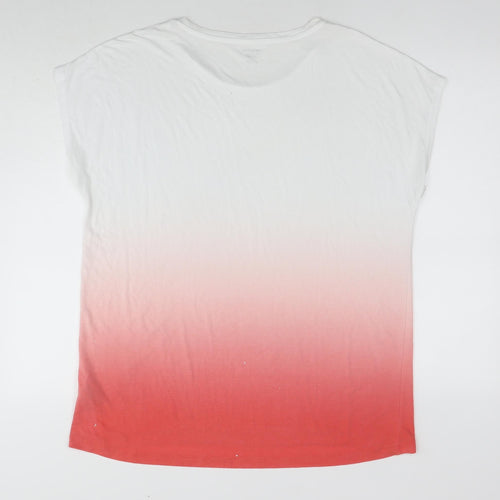 Marks and Spencer Womens Multicoloured Viscose Basic T-Shirt Size 14 Round Neck