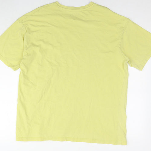 Boohoo Mens Yellow Cotton T-Shirt Size L Round Neck