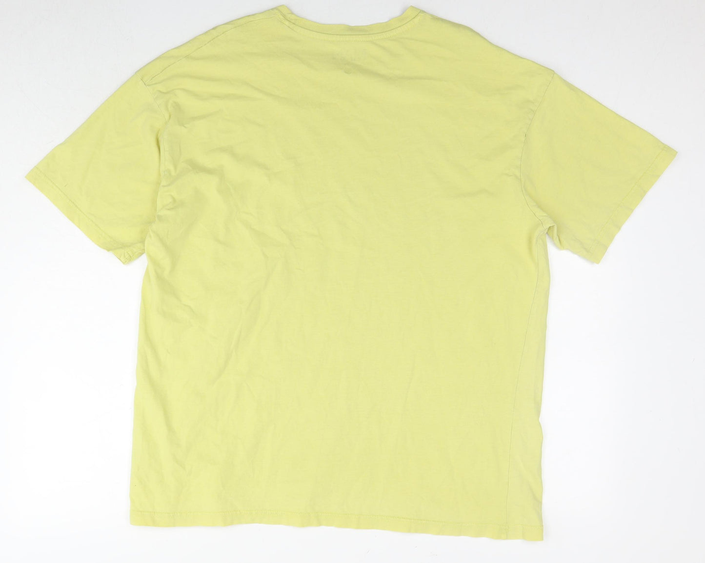 Boohoo Mens Yellow Cotton T-Shirt Size L Round Neck