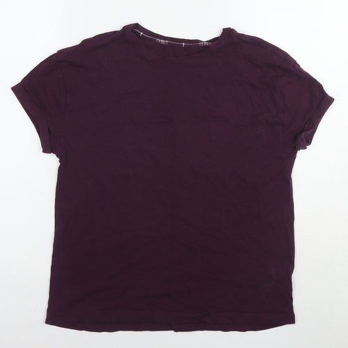 Marks and Spencer Womens Purple Cotton Basic T-Shirt Size 8 Round Neck - Size 8-10