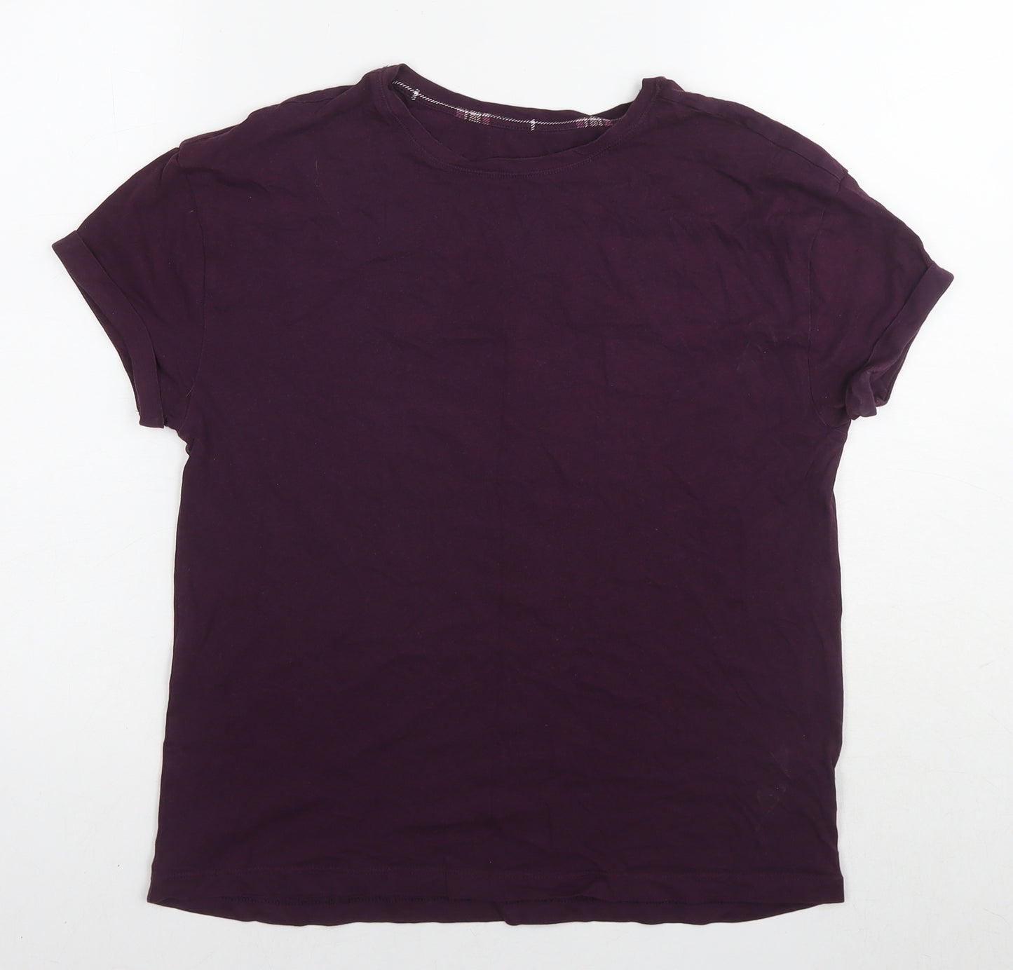 Marks and Spencer Womens Purple Cotton Basic T-Shirt Size 8 Round Neck - Size 8-10