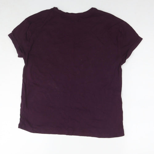 Marks and Spencer Womens Purple Cotton Basic T-Shirt Size 8 Round Neck - Size 8-10