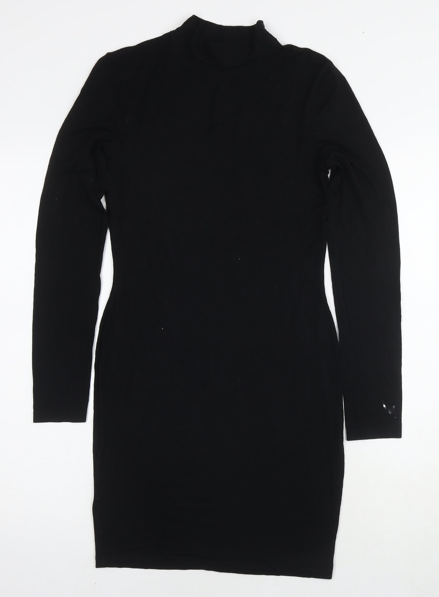 Miss Selfridge Womens Black Viscose Jumper Dress Size 10 Round Neck Pullover