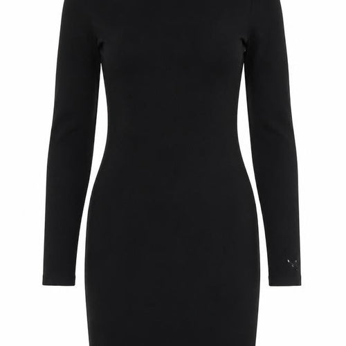 Miss Selfridge Womens Black Viscose Jumper Dress Size 10 Round Neck Pullover