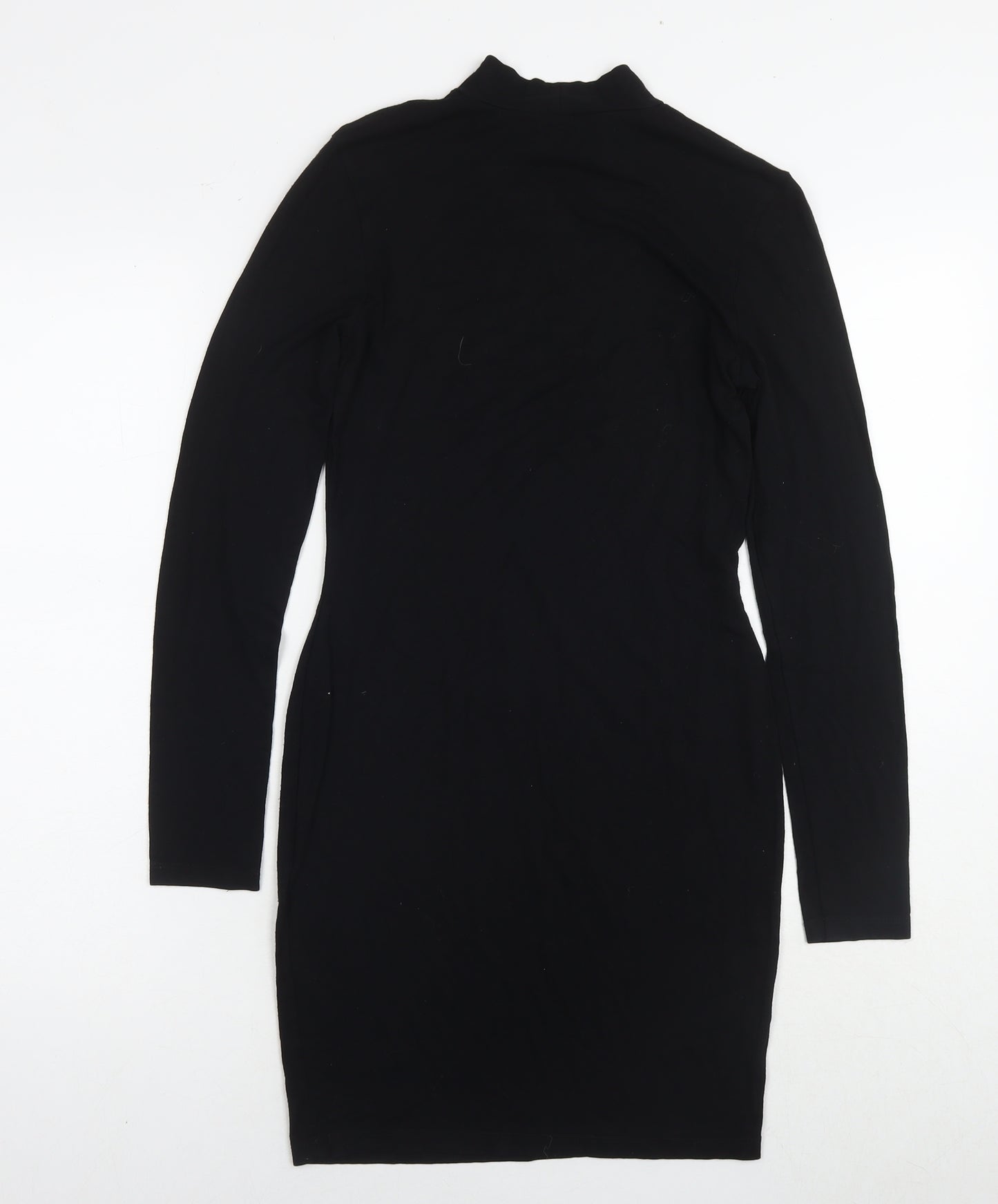 Miss Selfridge Womens Black Viscose Jumper Dress Size 10 Round Neck Pullover