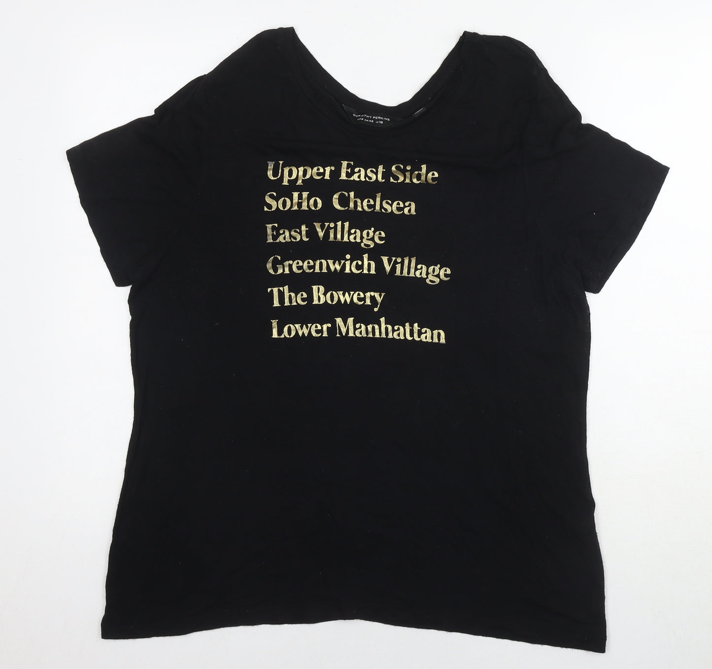 Dorothy Perkins Womens Black Viscose Basic T-Shirt Size 18 Round Neck - Upper East Side