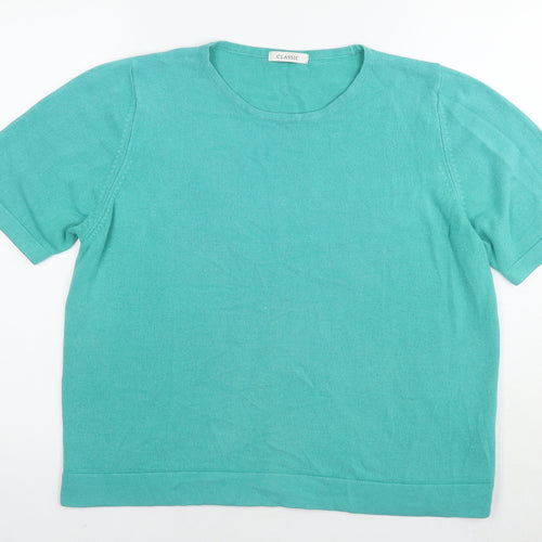 Marks and Spencer Womens Blue Acrylic Basic T-Shirt Size 18 Round Neck