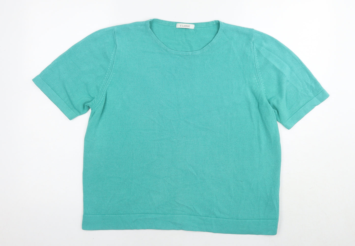 Marks and Spencer Womens Blue Acrylic Basic T-Shirt Size 18 Round Neck