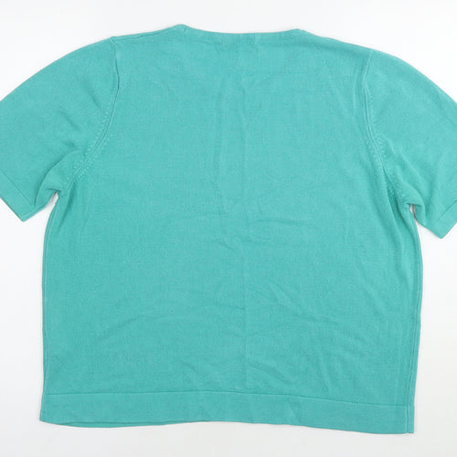 Marks and Spencer Womens Blue Acrylic Basic T-Shirt Size 18 Round Neck