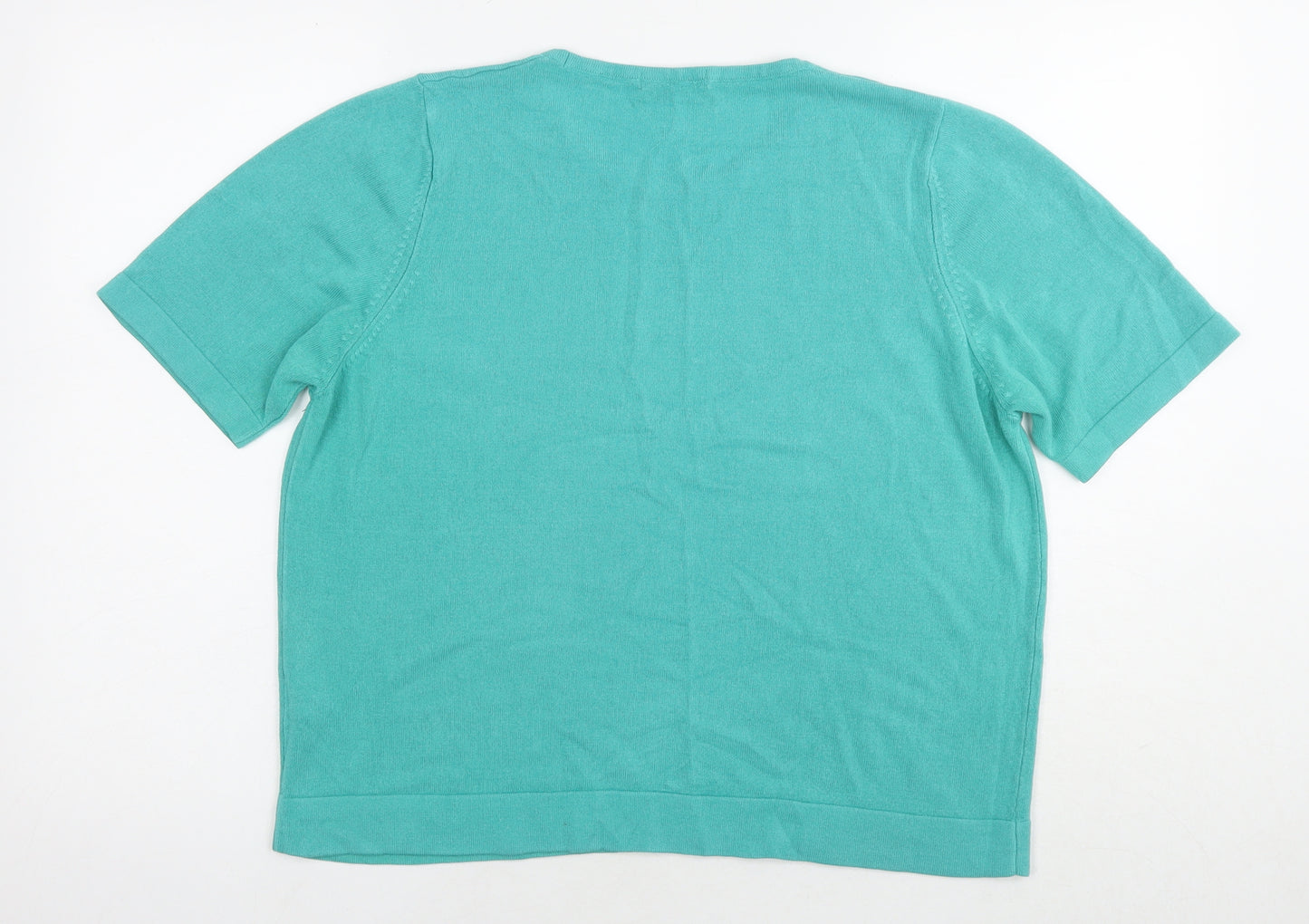 Marks and Spencer Womens Blue Acrylic Basic T-Shirt Size 18 Round Neck