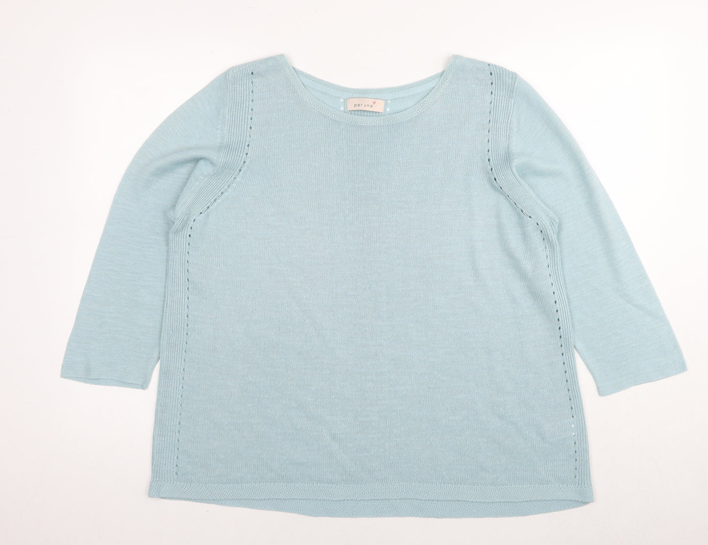 Marks and Spencer Womens Blue Round Neck Acrylic Pullover Jumper Size 18