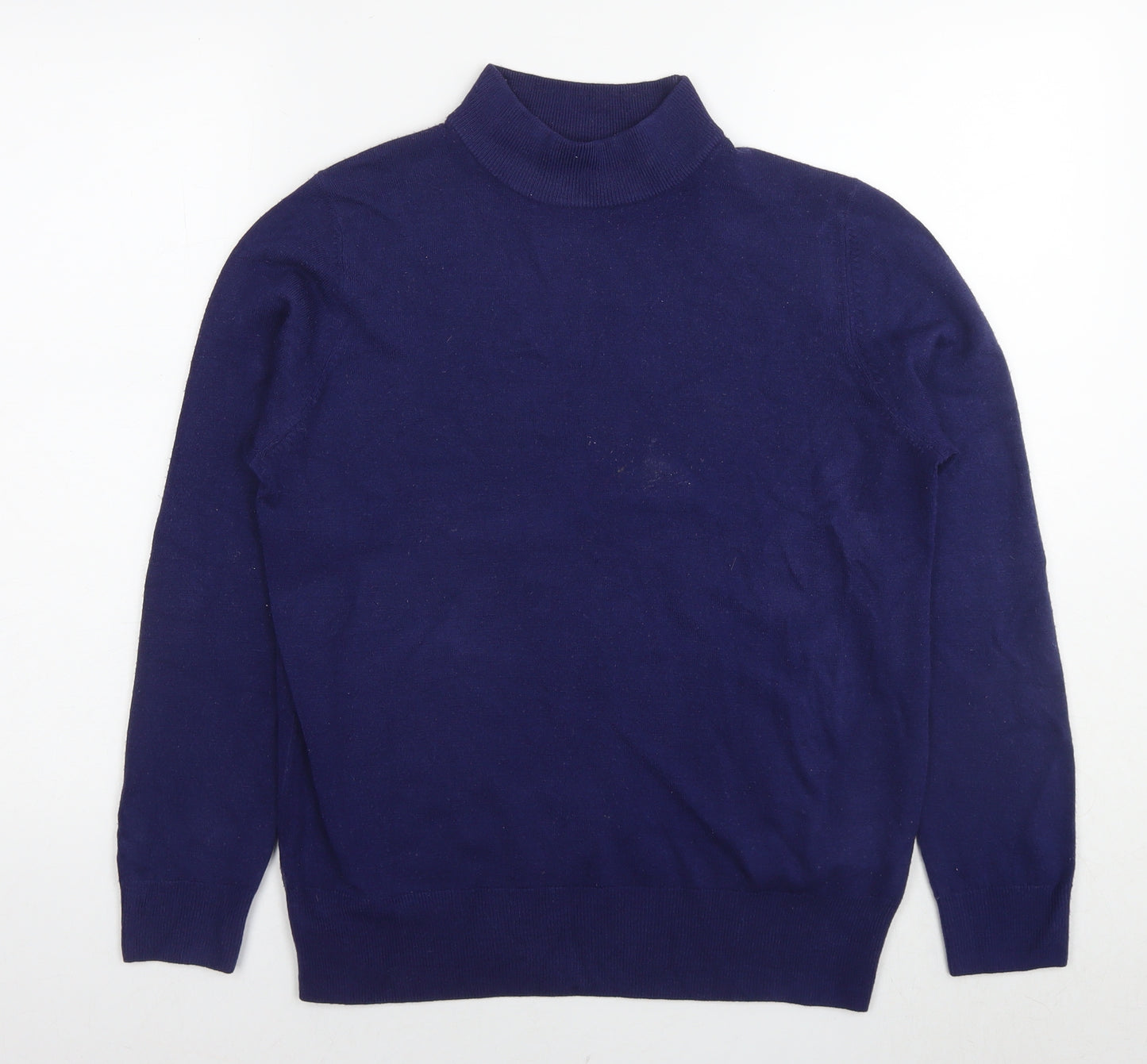 Marks and Spencer Womens Blue Mock Neck Acrylic Pullover Jumper Size 14