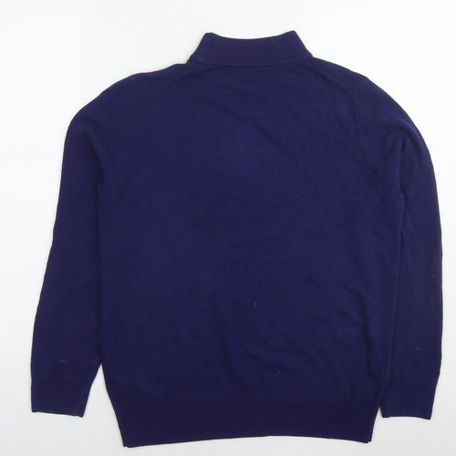 Marks and Spencer Womens Blue Mock Neck Acrylic Pullover Jumper Size 14