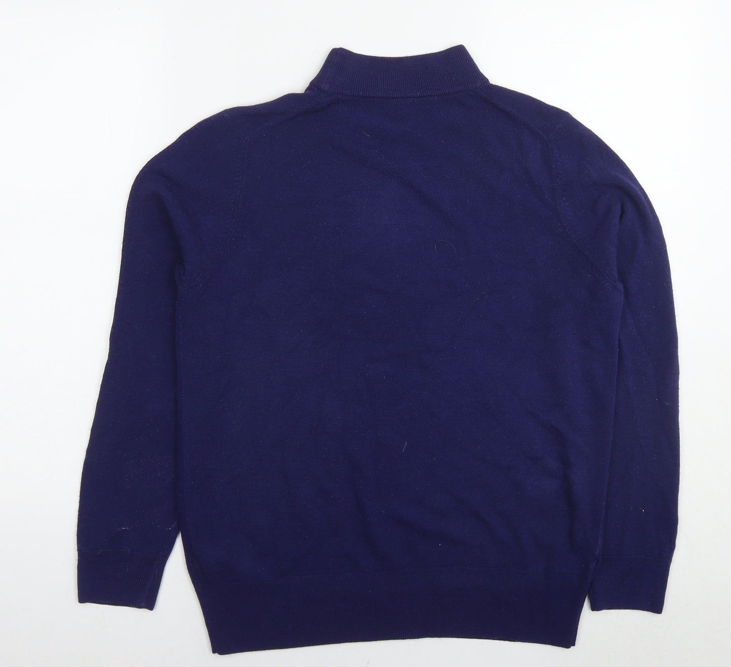 Marks and Spencer Womens Blue Mock Neck Acrylic Pullover Jumper Size 14