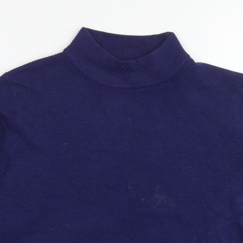 Marks and Spencer Womens Blue Mock Neck Acrylic Pullover Jumper Size 14